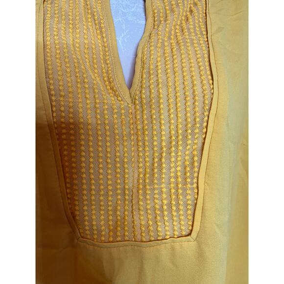 Talbots‎ gold embroidered tunic top S long sleeve fall color v neck long sleeve - Picture 3 of 5